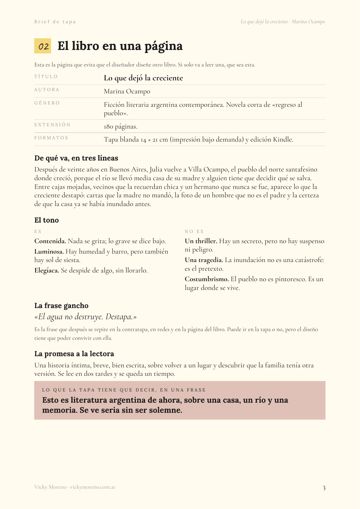 Página 3 del brief: el libro en una página